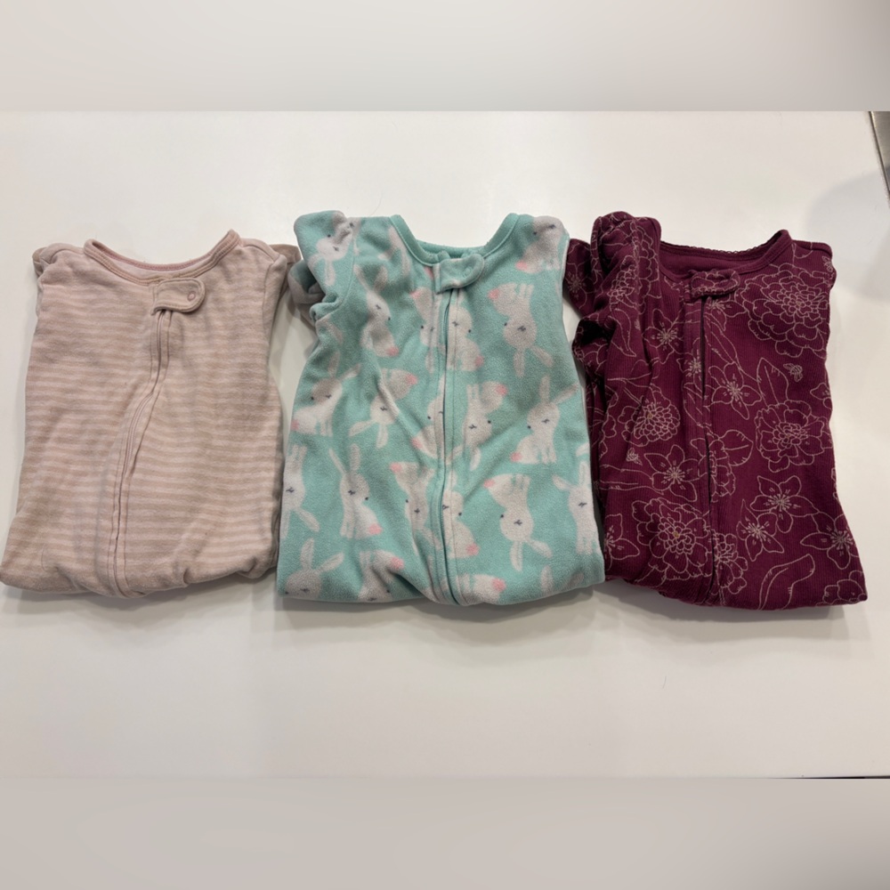 Baby Sleepers Set - Pink, Mint, and Burgundy